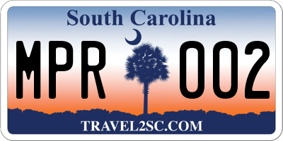 SC license plate MPR002