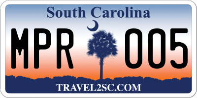 SC license plate MPR005