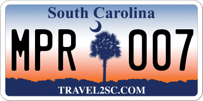 SC license plate MPR007