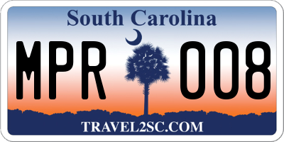 SC license plate MPR008