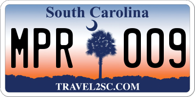SC license plate MPR009
