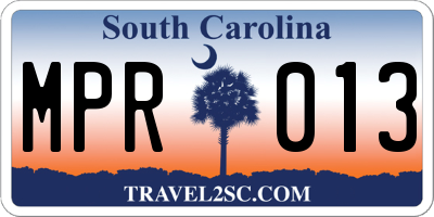 SC license plate MPR013