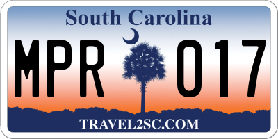 SC license plate MPR017