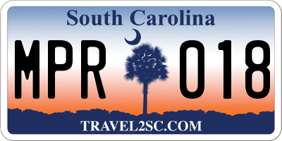 SC license plate MPR018