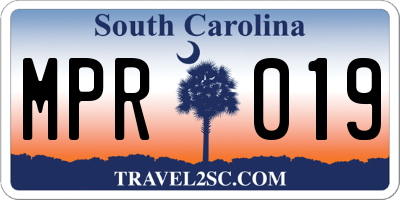 SC license plate MPR019