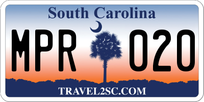 SC license plate MPR020