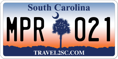 SC license plate MPR021