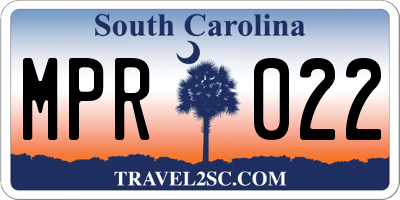 SC license plate MPR022