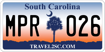 SC license plate MPR026