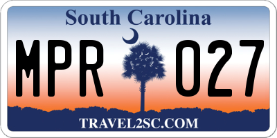 SC license plate MPR027