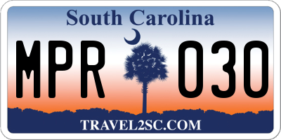 SC license plate MPR030