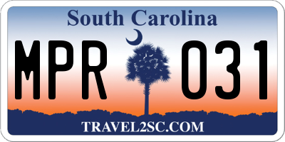 SC license plate MPR031