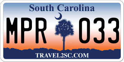 SC license plate MPR033