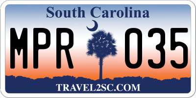 SC license plate MPR035