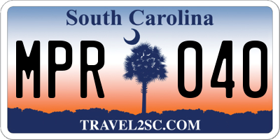 SC license plate MPR040