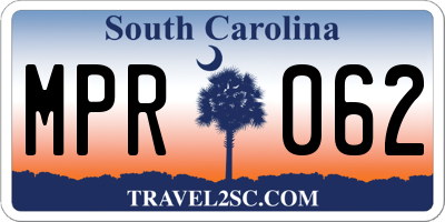 SC license plate MPR062