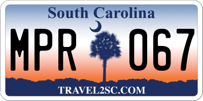 SC license plate MPR067