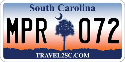 SC license plate MPR072