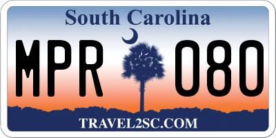 SC license plate MPR080