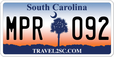 SC license plate MPR092