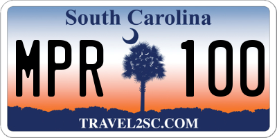 SC license plate MPR100