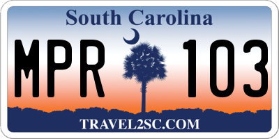 SC license plate MPR103