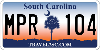 SC license plate MPR104
