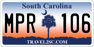 SC license plate MPR106