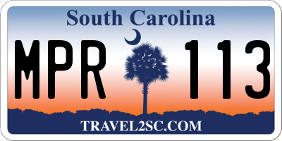 SC license plate MPR113