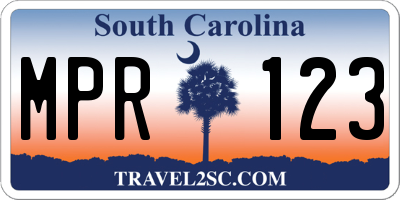 SC license plate MPR123