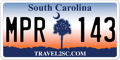 SC license plate MPR143