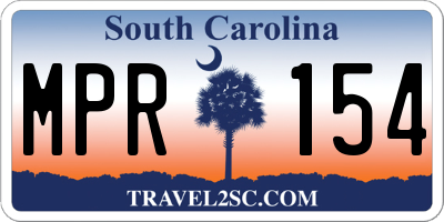 SC license plate MPR154