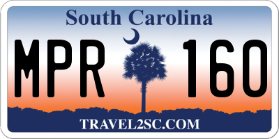 SC license plate MPR160