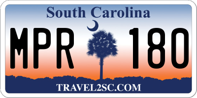 SC license plate MPR180