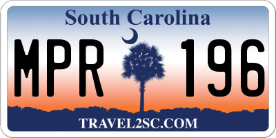SC license plate MPR196
