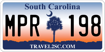 SC license plate MPR198