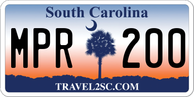 SC license plate MPR200