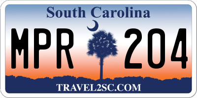 SC license plate MPR204