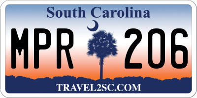 SC license plate MPR206