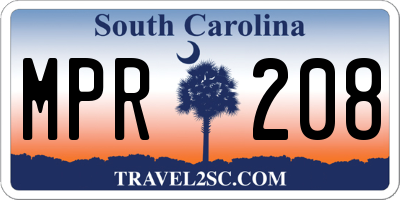 SC license plate MPR208