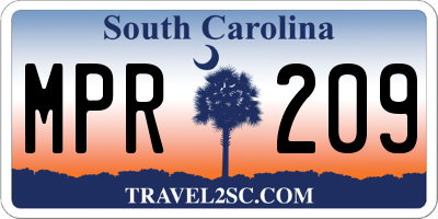 SC license plate MPR209