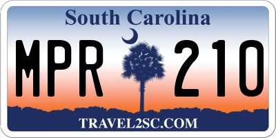 SC license plate MPR210