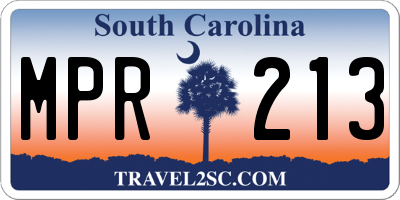 SC license plate MPR213
