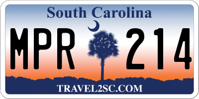 SC license plate MPR214