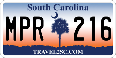 SC license plate MPR216