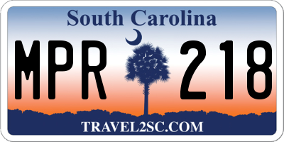 SC license plate MPR218