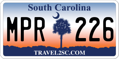 SC license plate MPR226