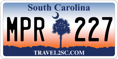 SC license plate MPR227