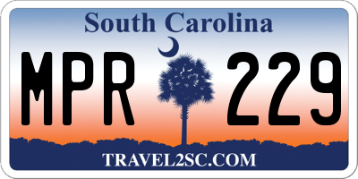 SC license plate MPR229