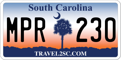 SC license plate MPR230